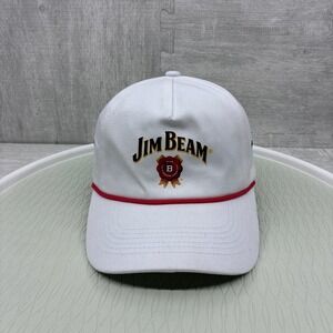 Jim Beam Hat Cap Strap Back White Alcohol Drinking‎ Rope